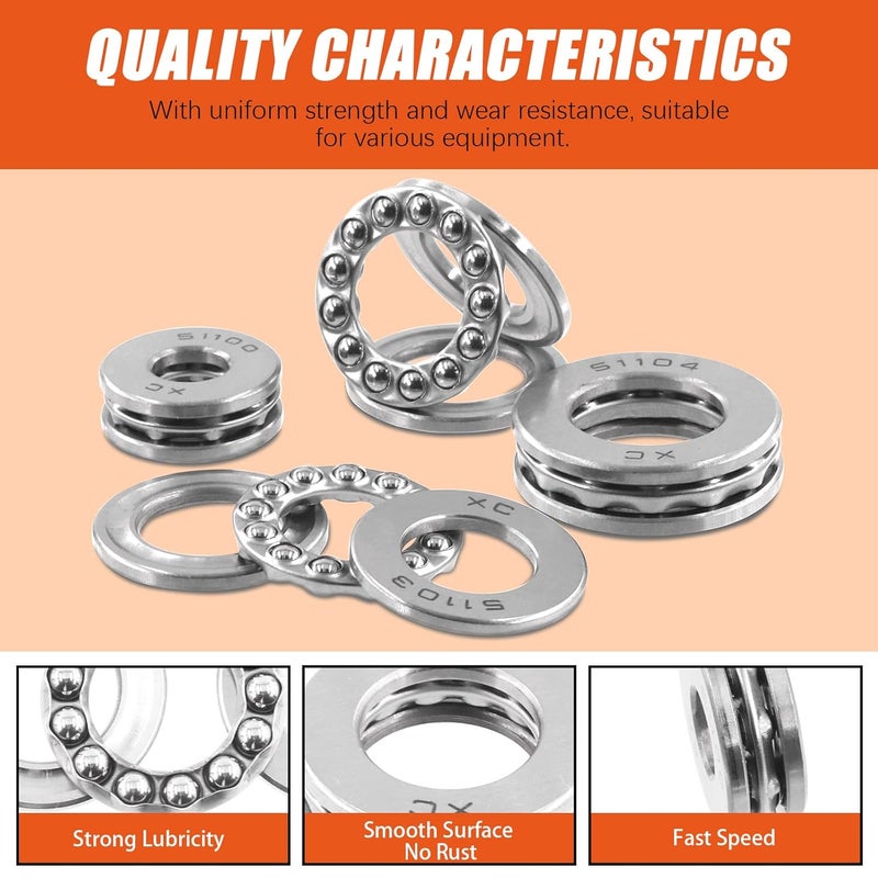Tanstic 9Pcs Thrust Ball Bearings 10MM 17MM 20MM Bore 24MM 30MM 35MM OD 9MM 10MM Thick, Chrome Steel Single Row Roller Thrust Precision Axial Ball Bearings for Oven Turntable Jack Pump Rotating - Image 4